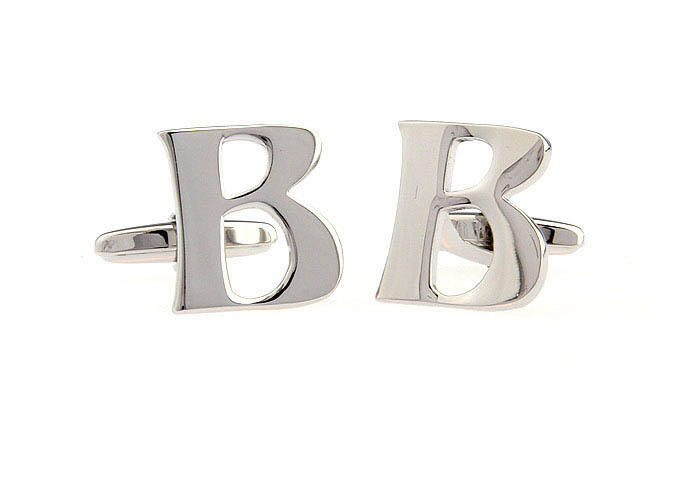 B Letters Cufflinks  Silver Texture Cufflinks Metal Cufflinks Symbol Wholesale & Customized  CL652517