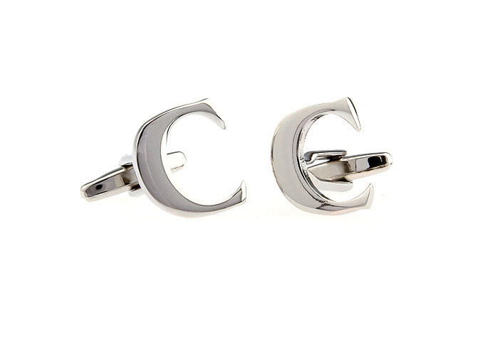 C Letters Cufflinks  Silver Texture Cufflinks Metal Cufflinks Symbol Wholesale & Customized  CL652518