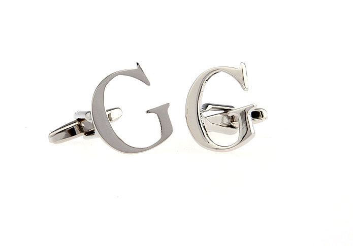 G Letters Cufflinks  Silver Texture Cufflinks Metal Cufflinks Symbol Wholesale & Customized  CL652522