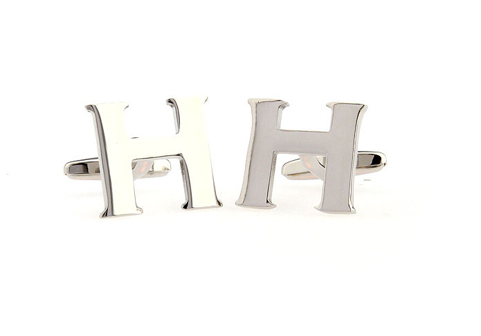 H Letters Cufflinks  Silver Texture Cufflinks Metal Cufflinks Symbol Wholesale & Customized  CL652524