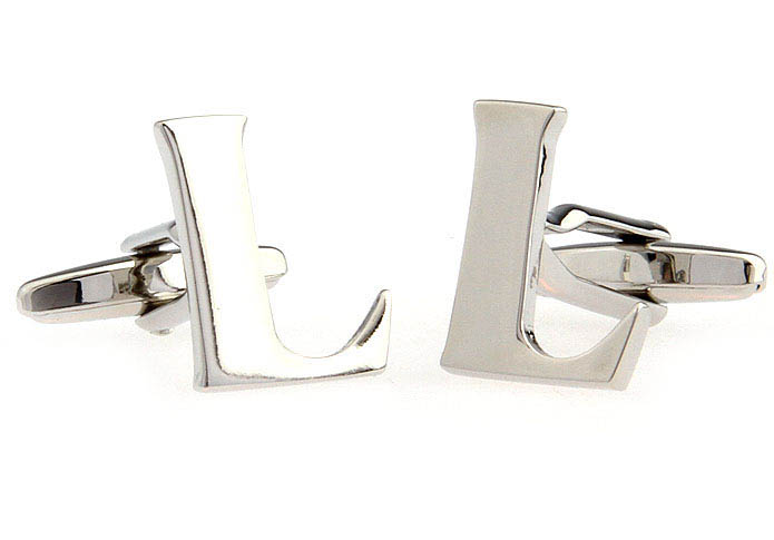 L Letters Cufflinks  Silver Texture Cufflinks Metal Cufflinks Symbol Wholesale & Customized  CL652526