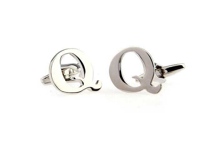 Q Letters Cufflinks  Silver Texture Cufflinks Metal Cufflinks Symbol Wholesale & Customized  CL652529