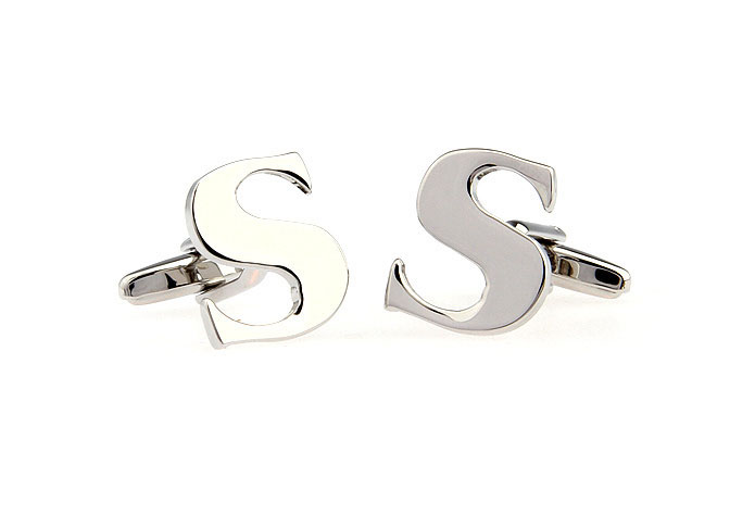 S Letters Cufflinks  Silver Texture Cufflinks Metal Cufflinks Symbol Wholesale & Customized  CL652530