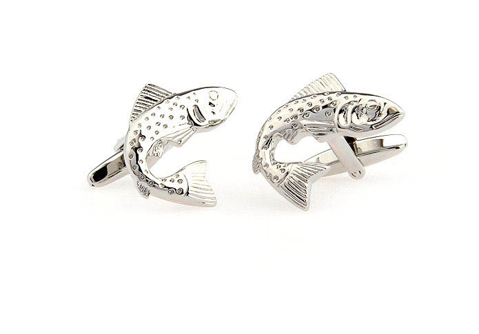Fish Cufflinks  Silver Texture Cufflinks Metal Cufflinks Animal Wholesale & Customized  CL652565
