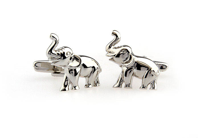 African Elephant Cufflinks  Silver Texture Cufflinks Metal Cufflinks Animal Wholesale & Customized  CL652578