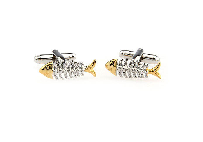 Gold and silver fish bone Cufflinks  Gold Luxury Cufflinks Metal Cufflinks Animal Wholesale & Customized  CL652702