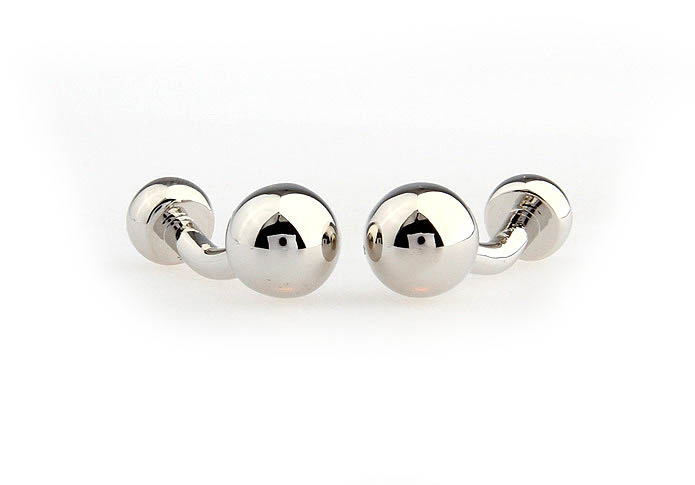 Silver Ball Cufflinks  Silver Texture Cufflinks Metal Cufflinks Sports Wholesale & Customized  CL652729