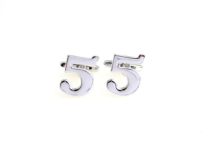 Arabic numerals 5 Cufflinks  Silver Texture Cufflinks Metal Cufflinks Symbol Wholesale & Customized  CL652955