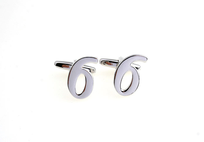Arabic numerals 6 Cufflinks  Silver Texture Cufflinks Metal Cufflinks Symbol Wholesale & Customized  CL652956