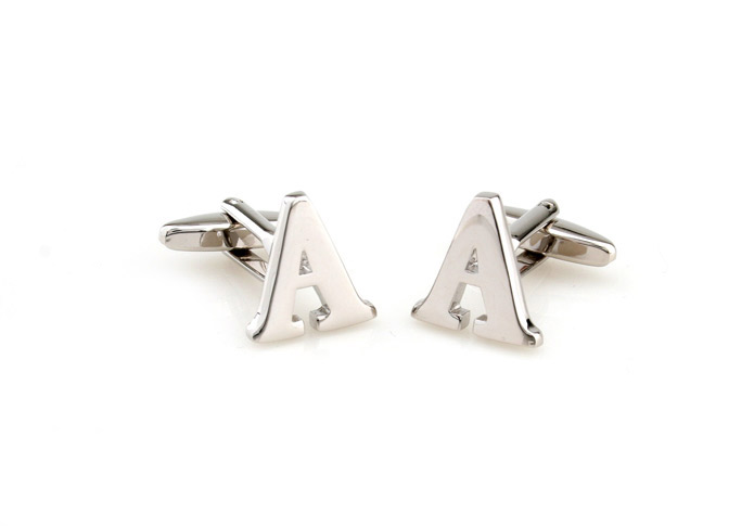 26 Letters A Cufflinks  Silver Texture Cufflinks Metal Cufflinks Symbol Wholesale & Customized  CL652988