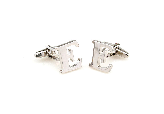 26 Letters E Cufflinks  Silver Texture Cufflinks Metal Cufflinks Symbol Wholesale & Customized  CL652992