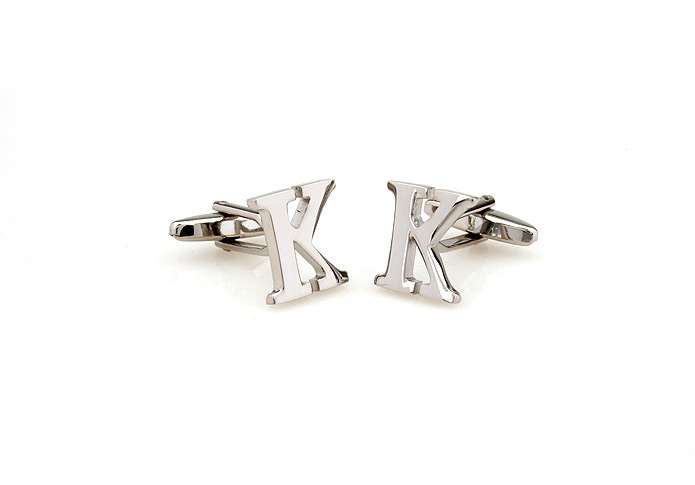 26 Letters K Cufflinks  Silver Texture Cufflinks Metal Cufflinks Symbol Wholesale & Customized  CL652998