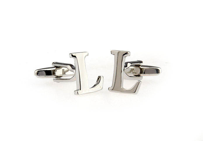 26 Letters L Cufflinks  Silver Texture Cufflinks Metal Cufflinks Symbol Wholesale & Customized  CL652999
