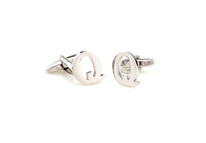 26 Letters Q Cufflinks  Silver Texture Cufflinks Metal Cufflinks Symbol Wholesale & Customized  CL653004