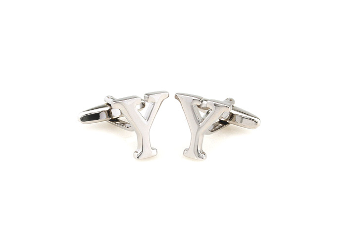 26 Letters Y Cufflinks  Silver Texture Cufflinks Metal Cufflinks Symbol Wholesale & Customized  CL653012