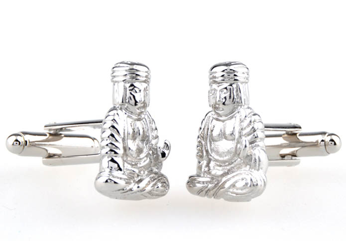 Sakyamuni like Cufflinks  Silver Texture Cufflinks Metal Cufflinks Religious and Zen Wholesale & Customized  CL654102