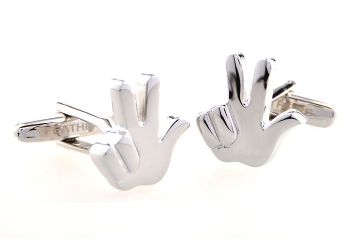 Gesture Cufflinks  Silver Texture Cufflinks Metal Cufflinks Funny Wholesale & Customized  CL654230