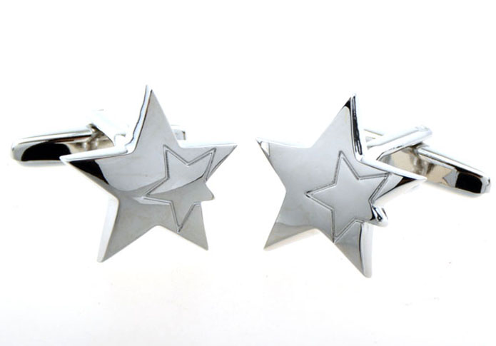 Five-pointed star Cufflinks  Silver Texture Cufflinks Metal Cufflinks Flags Wholesale & Customized  CL654264