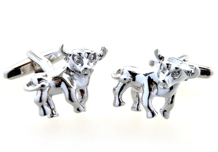 Cow Cufflinks Silver Texture Cufflinks Metal Cufflinks Animal Wholesale & Customized CL654989