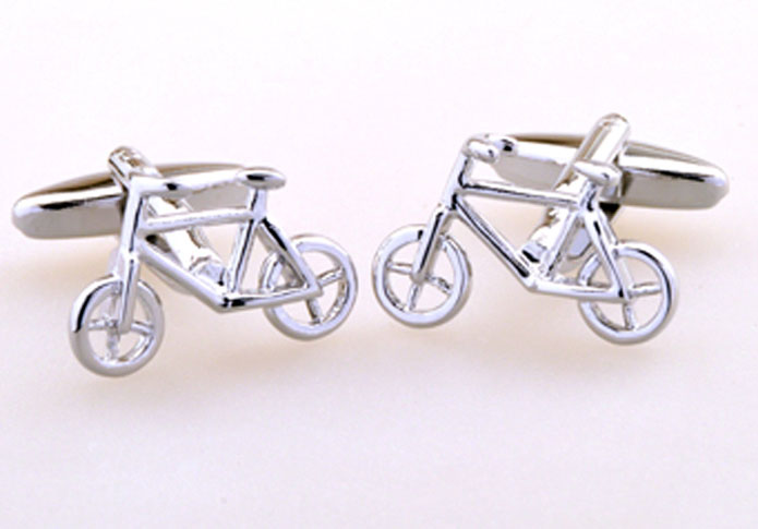 Bicycle Cufflinks Silver Texture Cufflinks Metal Cufflinks Transportation Wholesale & Customized CL655193