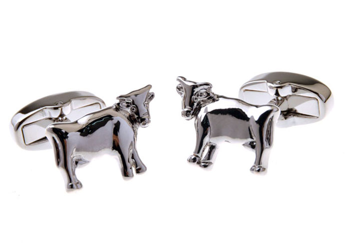 Cattle Cufflinks  Silver Texture Cufflinks Metal Cufflinks Animal Wholesale & Customized  CL655762