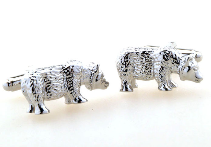Bear Cufflinks  Silver Texture Cufflinks Metal Cufflinks Animal Wholesale & Customized  CL655792