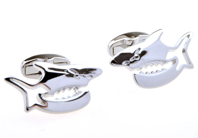 Shark Cufflinks  Silver Texture Cufflinks Metal Cufflinks Animal Wholesale & Customized  CL655842