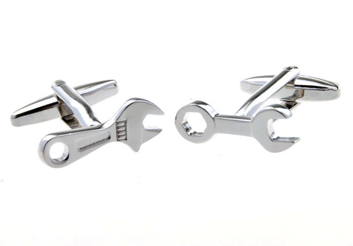 Wrench Cufflinks  Silver Texture Cufflinks Metal Cufflinks Tools Wholesale & Customized  CL655971