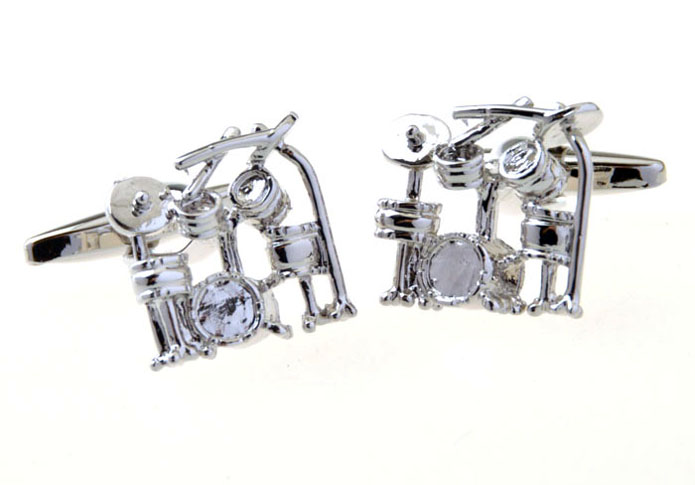 Shelf Drum Cufflinks  Silver Texture Cufflinks Metal Cufflinks Music Wholesale & Customized  CL655988