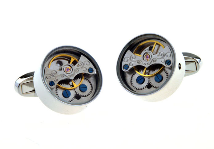Steam Punk Minimal Wheel Old Watch Movement Cufflinks  Silver Texture Cufflinks Metal Cufflinks Wholesale & Customized  CL656168