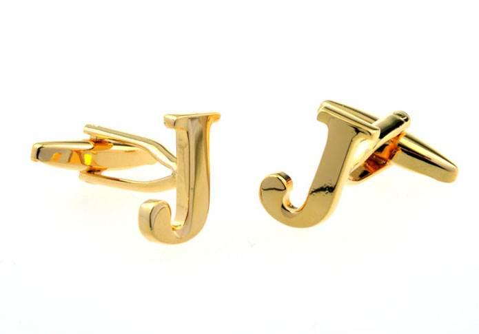 26 Letters J Cufflinks  Gold Luxury Cufflinks Metal Cufflinks Symbol Wholesale & Customized  CL656190
