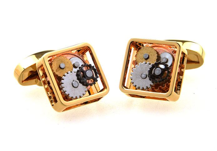 Steampunk Minimal Round Vintage Watch Movement Cufflinks  Gold Luxury Cufflinks Metal Cufflinks Tools Wholesale & Customized  CL656479