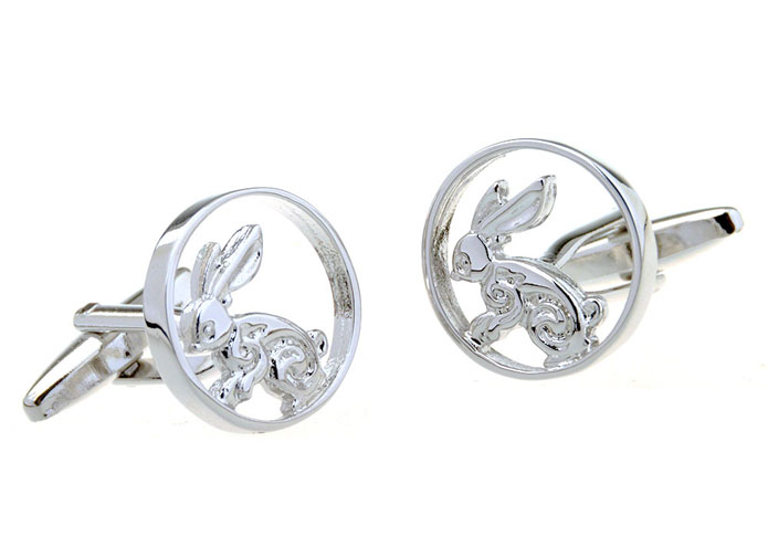 Zodiac, Rabbit, Rabbit Cufflinks  Silver Texture Cufflinks Metal Cufflinks Animal Wholesale & Customized  CL656717