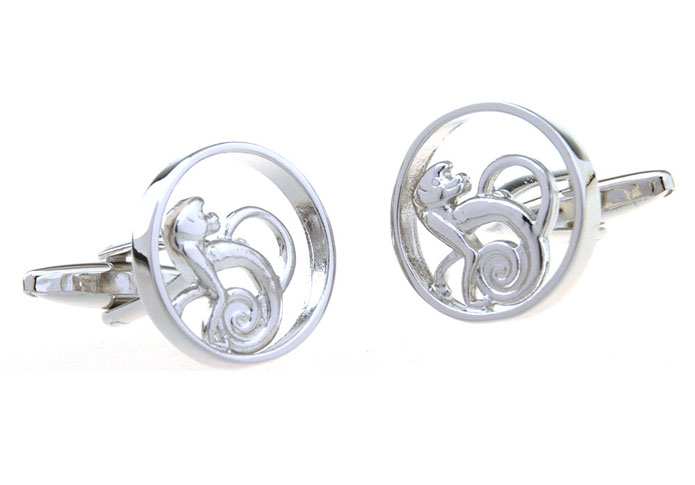 Zodiac Monkey Cufflinks  Silver Texture Cufflinks Metal Cufflinks Animal Wholesale & Customized  CL656722