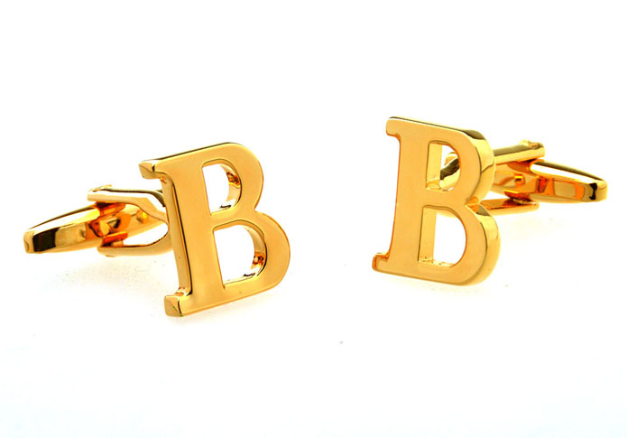 26 Letter B Cufflinks  Gold Luxury Cufflinks Metal Cufflinks Symbol Wholesale & Customized  CL656909