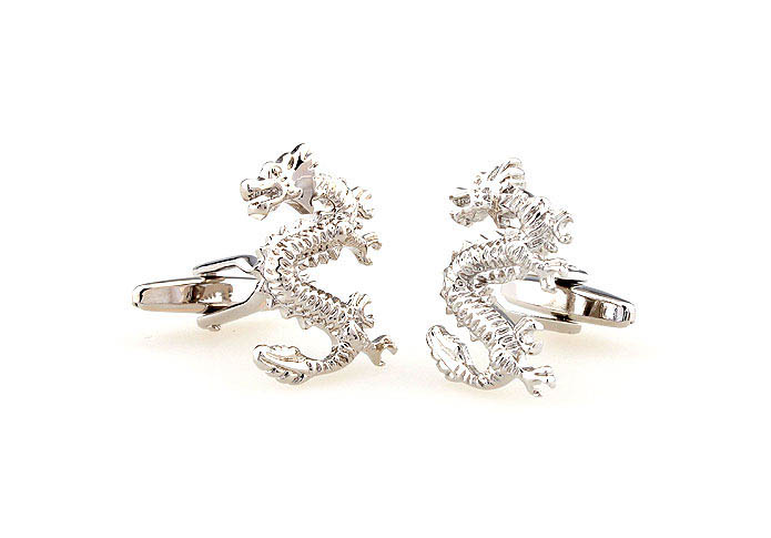 Chinese Dragon Cufflinks  Silver Texture Cufflinks Metal Cufflinks Animal Wholesale & Customized  CL666796