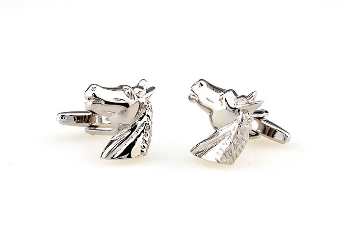 Horsehead Cufflinks  Silver Texture Cufflinks Metal Cufflinks Animal Wholesale & Customized  CL666825