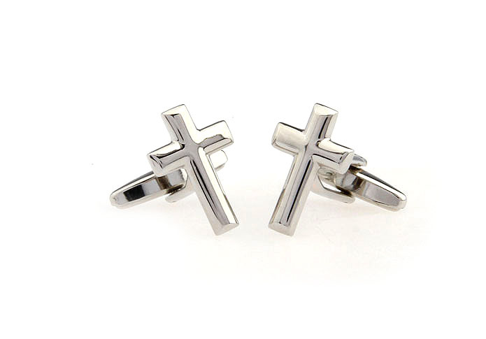 Cross Cufflinks  Silver Texture Cufflinks Metal Cufflinks Religious and Zen Wholesale & Customized  CL667291