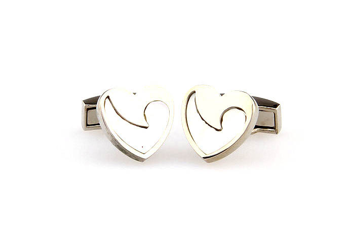 Heart shaped Cufflinks  Silver Texture Cufflinks Metal Cufflinks Flags Wholesale & Customized  CL667757