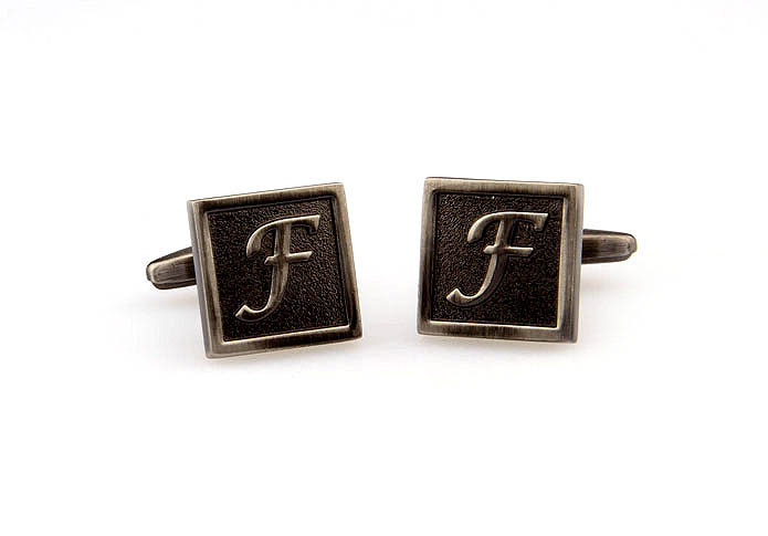 26 Letters F Cufflinks  Gray Steady Cufflinks Metal Cufflinks Symbol Wholesale & Customized  CL667959