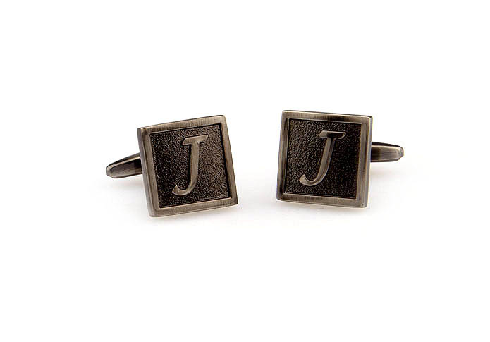 26 Letters J Cufflinks  Gray Steady Cufflinks Metal Cufflinks Symbol Wholesale & Customized  CL667963