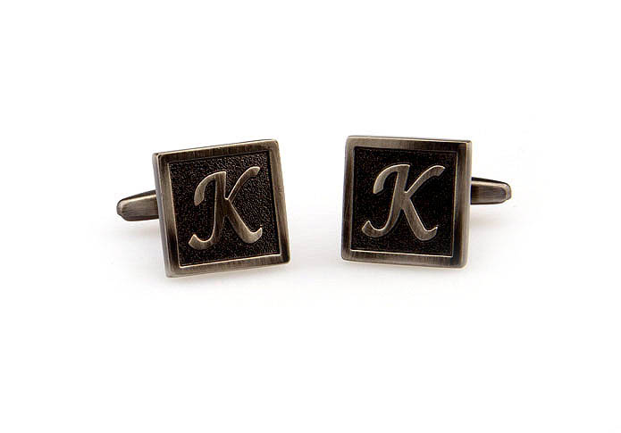26 Letters K Cufflinks  Gray Steady Cufflinks Metal Cufflinks Symbol Wholesale & Customized  CL667964