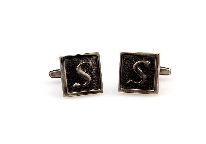 26 Letters S Cufflinks  Gray Steady Cufflinks Metal Cufflinks Symbol Wholesale & Customized  CL667972
