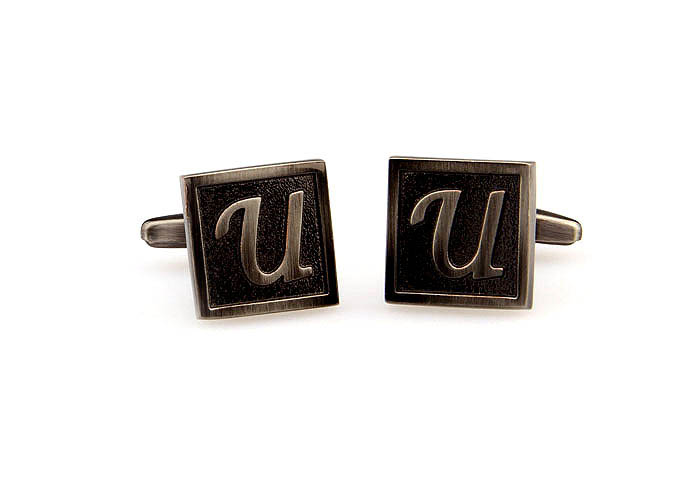 26 Letters U Cufflinks  Gray Steady Cufflinks Metal Cufflinks Symbol Wholesale & Customized  CL667974