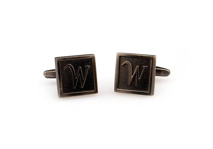 26 Letters W Cufflinks  Gray Steady Cufflinks Metal Cufflinks Symbol Wholesale & Customized  CL667976