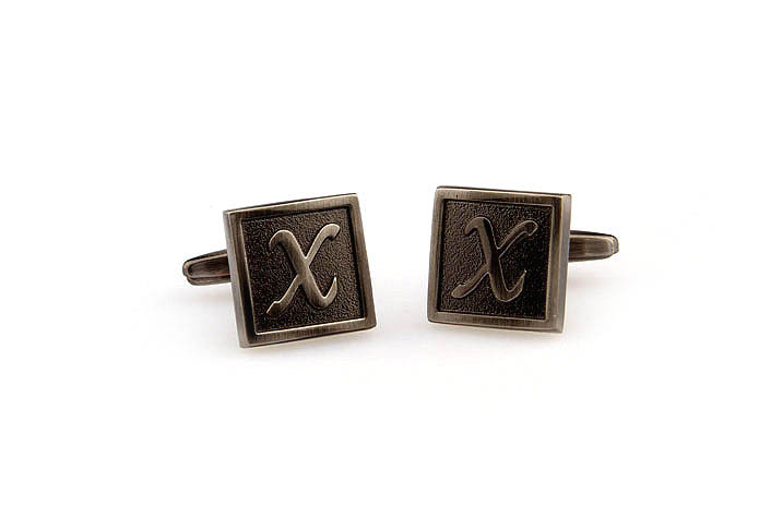 26 Letters X Cufflinks  Gray Steady Cufflinks Metal Cufflinks Symbol Wholesale & Customized  CL667977