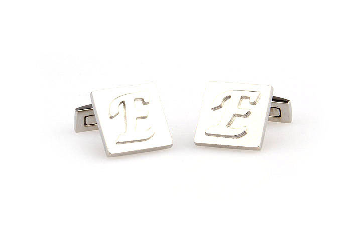 26 Letters E Cufflinks  Silver Texture Cufflinks Metal Cufflinks Symbol Wholesale & Customized  CL667982