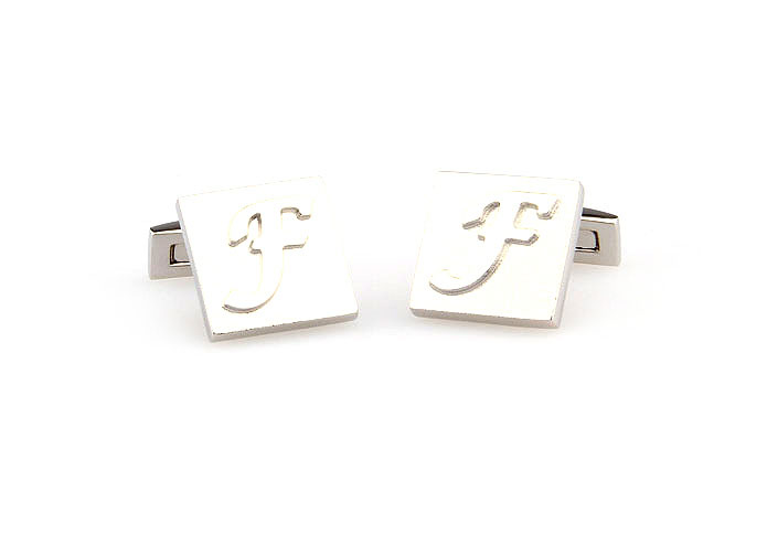 26 Letters F Cufflinks  Silver Texture Cufflinks Metal Cufflinks Symbol Wholesale & Customized  CL667983