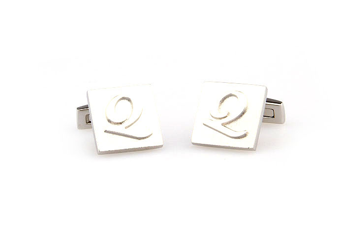 26 Letters Q Cufflinks  Silver Texture Cufflinks Metal Cufflinks Symbol Wholesale & Customized  CL667993