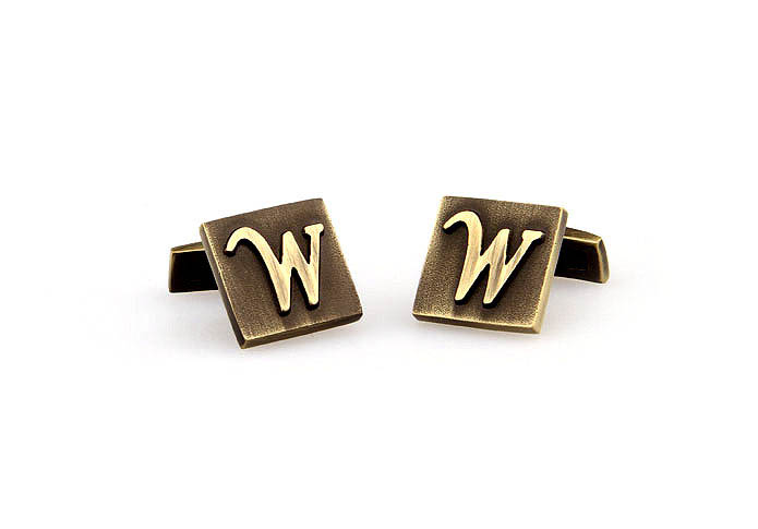 26 Letters W Cufflinks  Bronzed Classic Cufflinks Metal Cufflinks Symbol Wholesale & Customized  CL668016